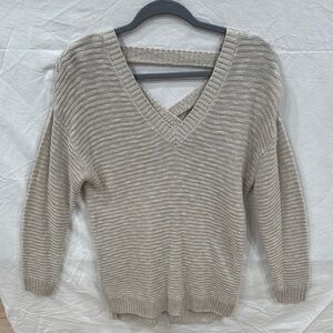 Women's Beige V-Neck knit Sweater